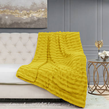 Yellow faux fur throw blanket hot sale